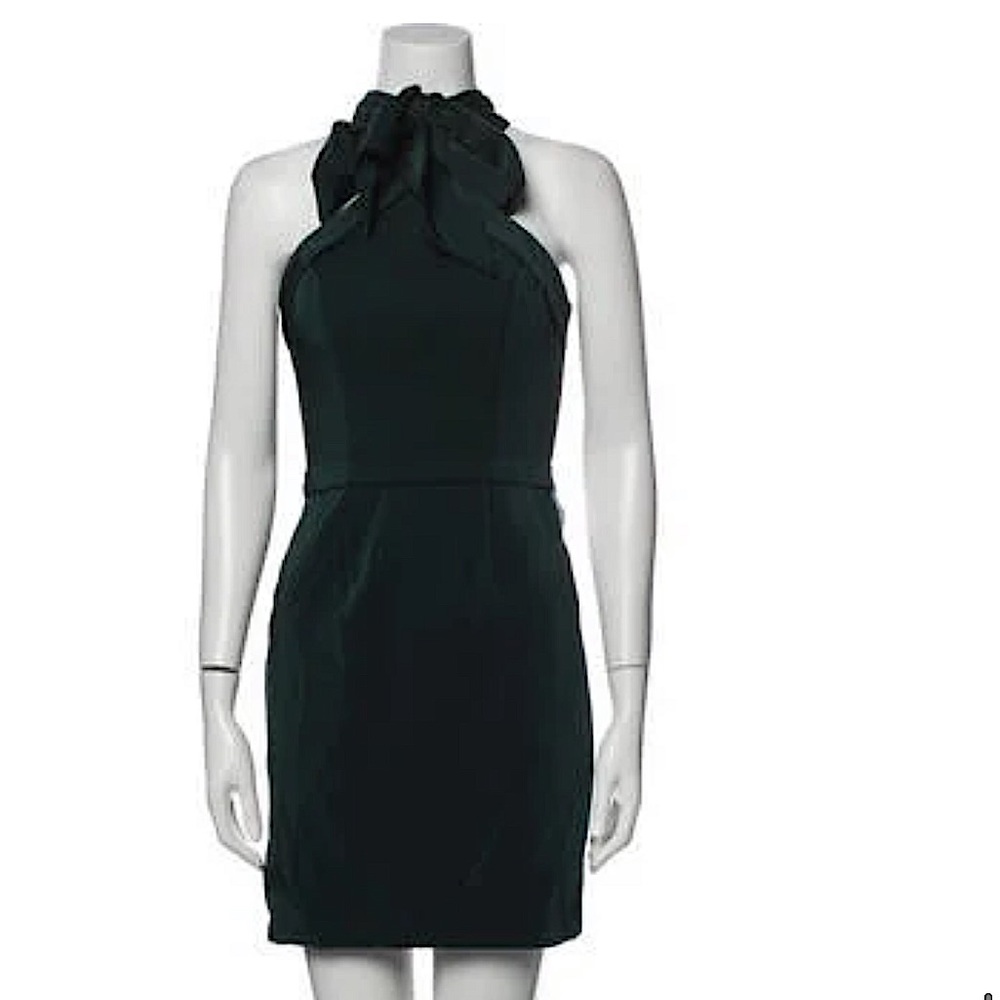 Ieena for Mac Duggal Mock Neck Mini Dress Gown Black Tie Wedding 0 Cocktail Date